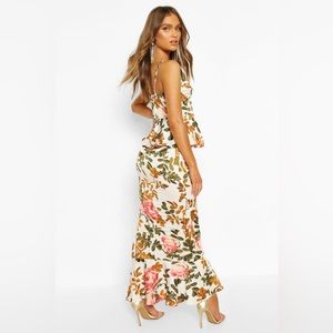 Boohoo Floral Maxi Dress - White, Pink, Green